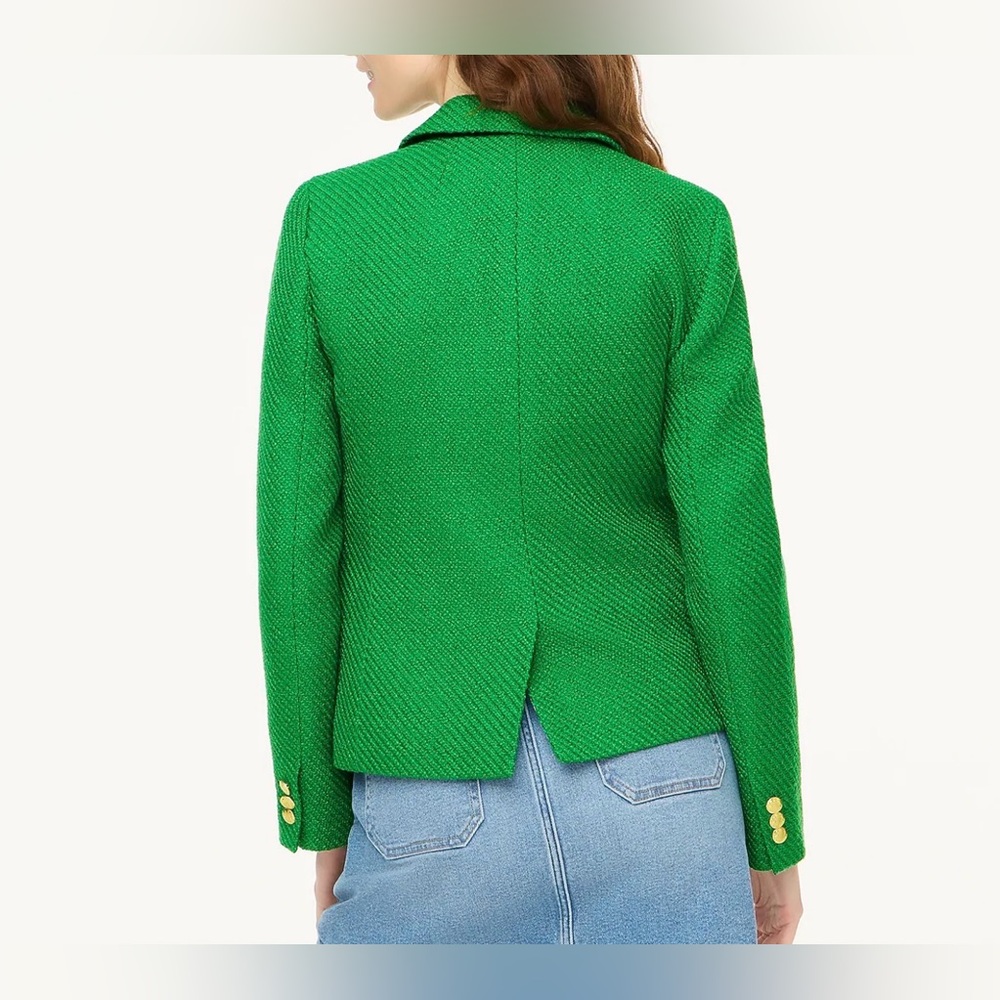 J.Crew Factory Schoolboy Blazer in Textured Green Tweed size 10 - Picture 2 of 11